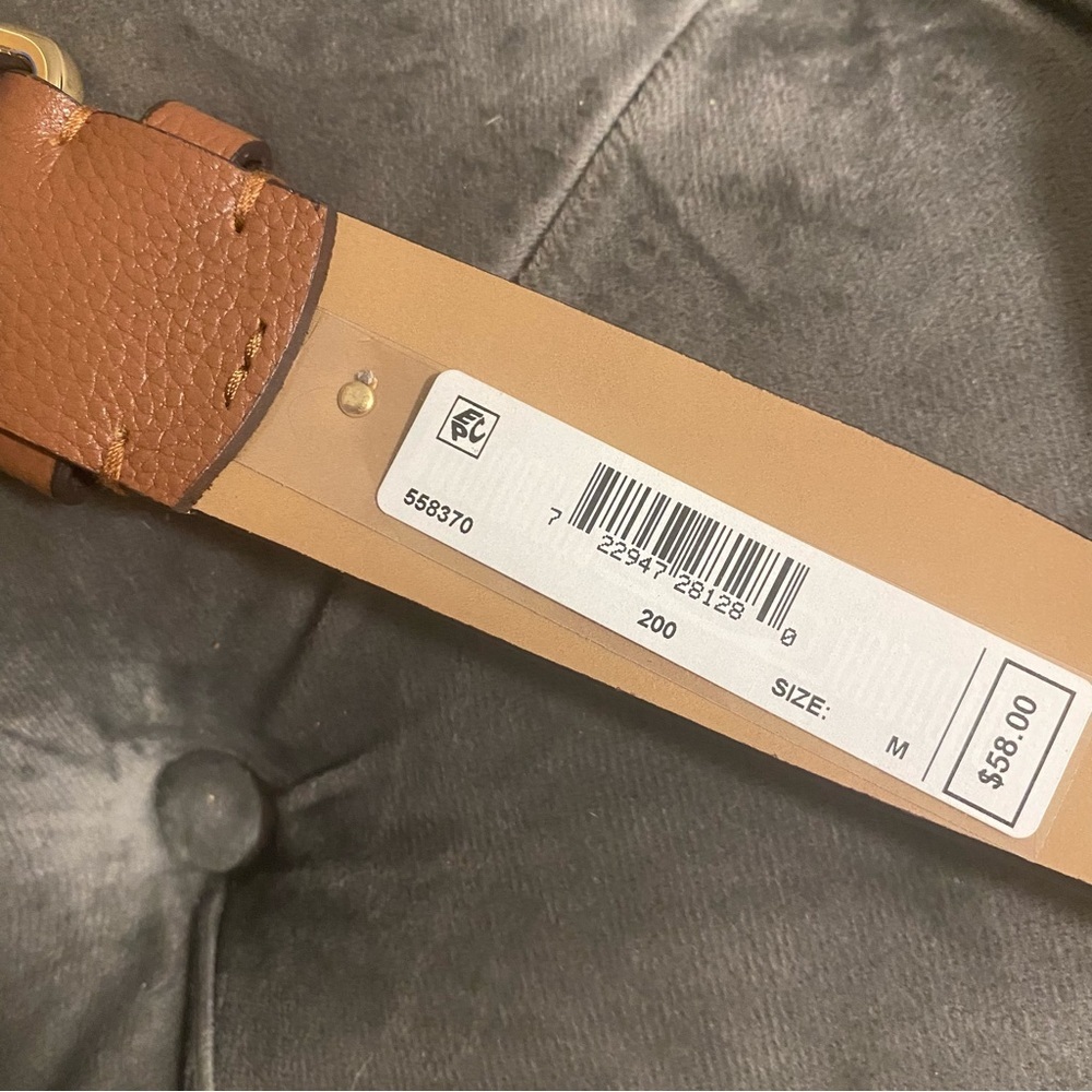 New Michael Kors Brown Pebbled Leather Belt With Hamilton Lock Gold - Size M - Picture 5 of 5